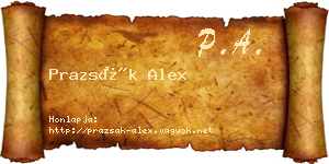 Prazsák Alex névjegykártya