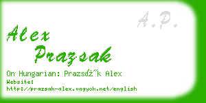 alex prazsak business card